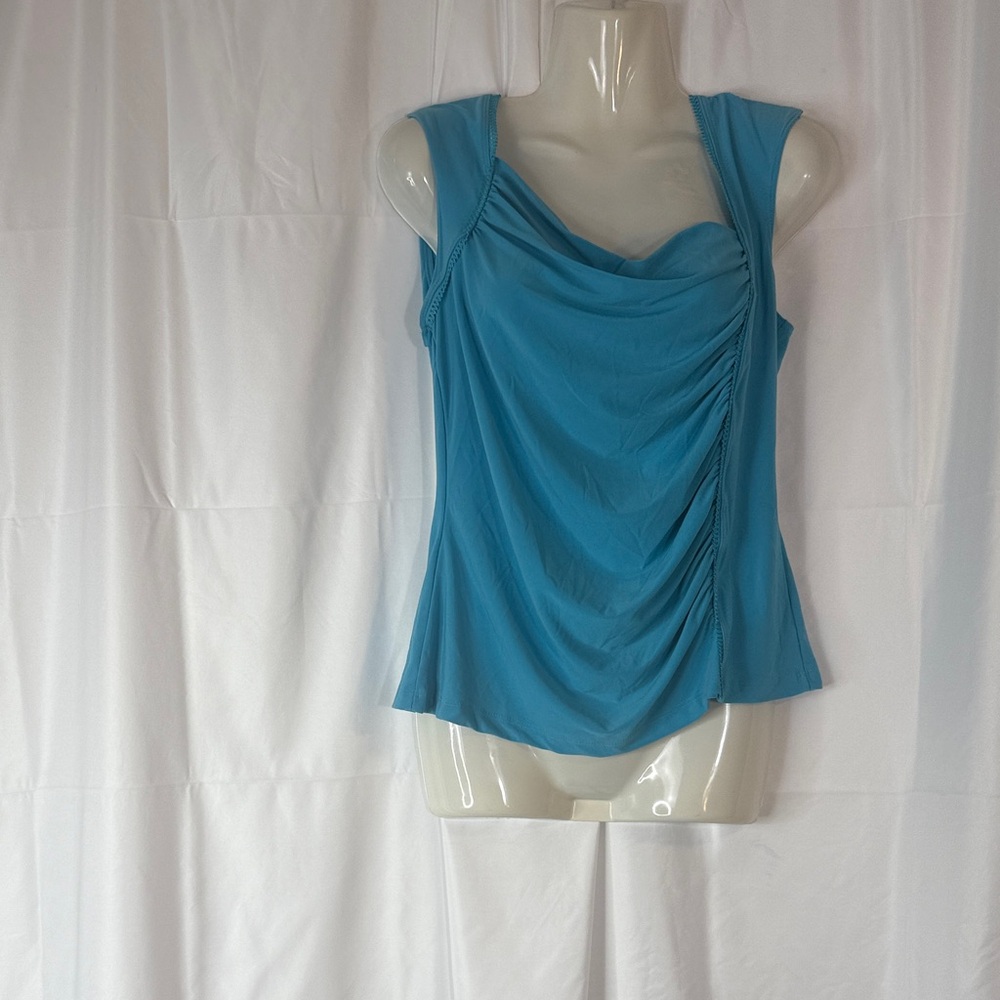 Elegant Blue Draped Women's Tank Top